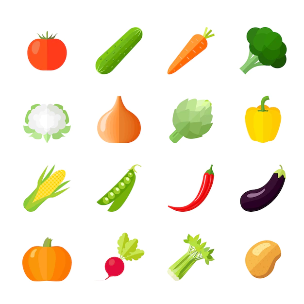 Free Vector | Vegetables icons flat