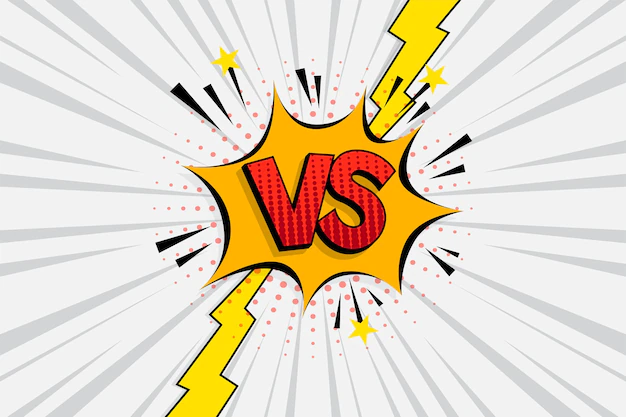 Free Vector | Versus vs letters fight in flat comics style design with halftone, lightning.
