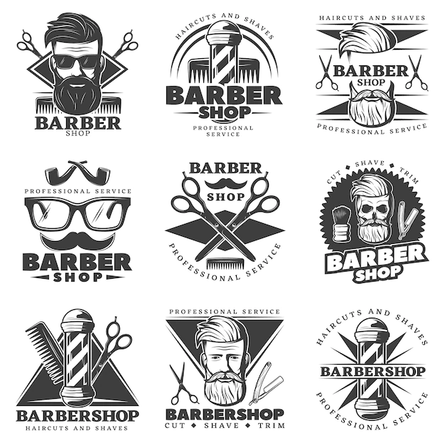 Free Vector | Vintage barber hipster labels
