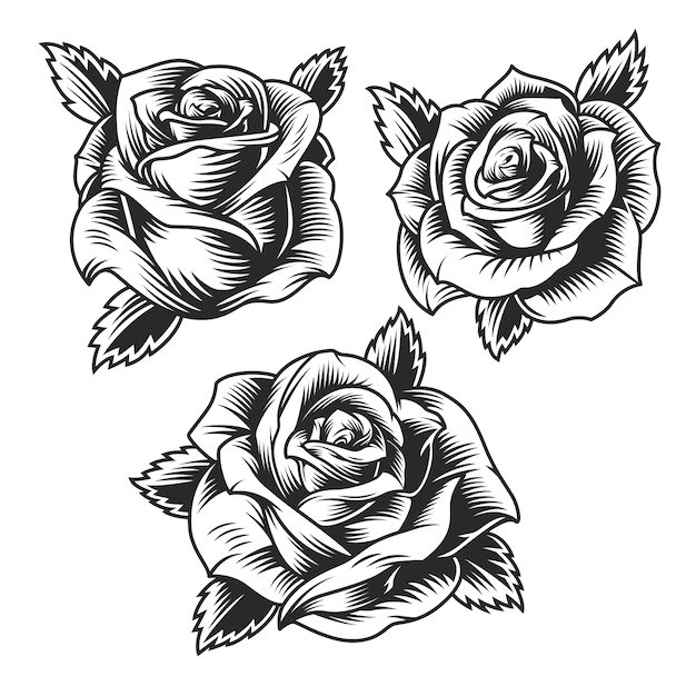 Free Vector | Vintage beautiful rose flowers set