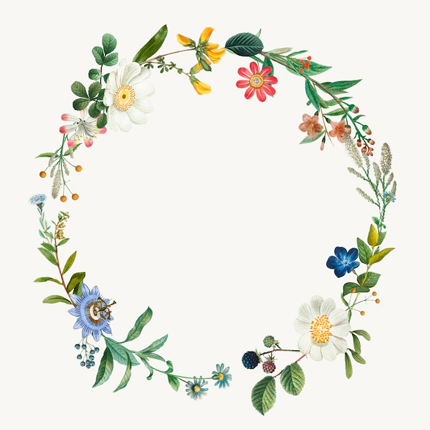 Free Vector | Vintage botanical frame wreath illustration