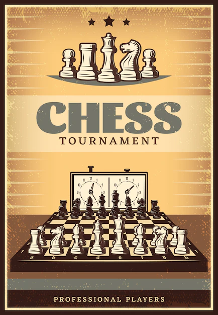 Free Vector | Vintage chess competition poster