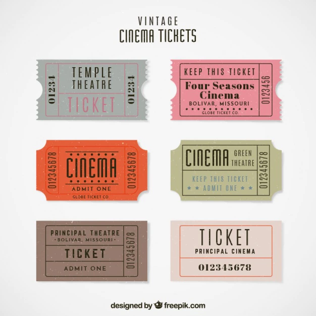Free Vector | Vintage cinema tickets
