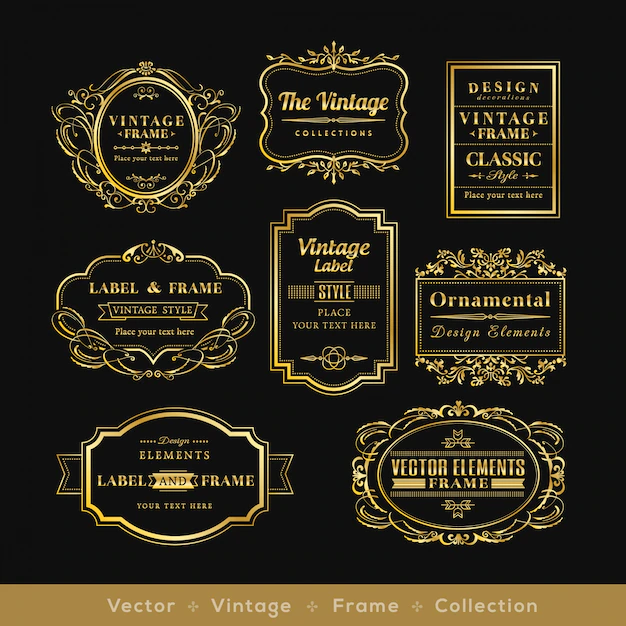 Free Vector | Vintage golden retro logos
