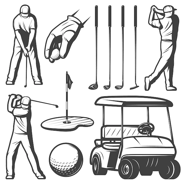 Free Vector | Vintage golf elements collection