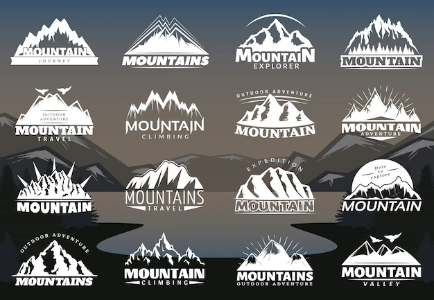 Free Vector | Vintage mountains logotypes