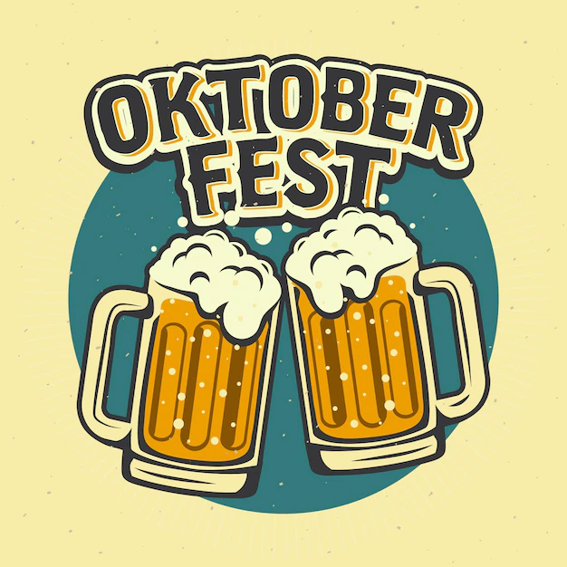 Free Vector | Vintage oktoberfest with pints of beer