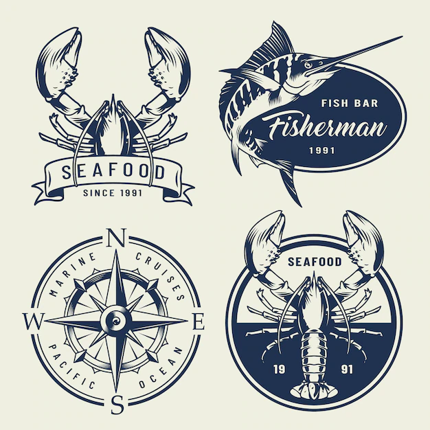 Free Vector | Vintage sea emblems collection