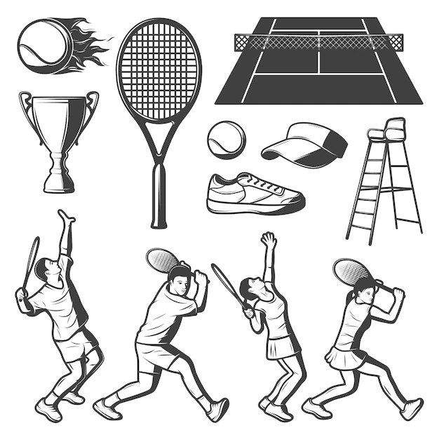 Free Vector | Vintage tennis elements collection