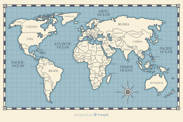 Free Vector | Vintage theme drawing for world map