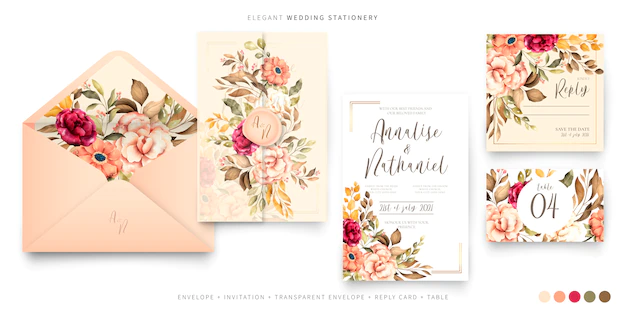 Free Vector | Vintage wedding stationery template