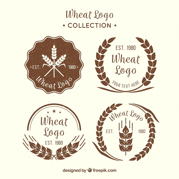 Free Vector | Vintage wheat logo collection