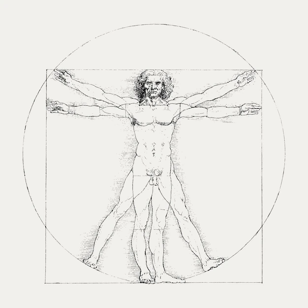 Free Vector | Vitruvian man vector, human body famous drawing, remixed from artworks by leonardo da vinci
