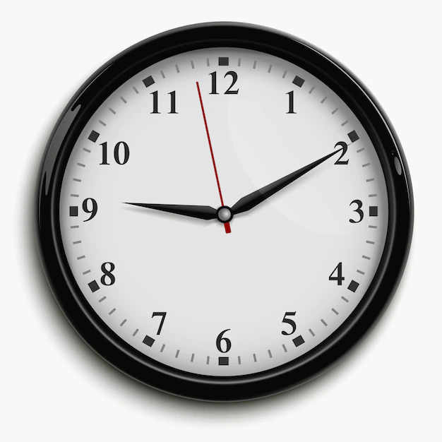 Free Vector | Wall office clock with black and red hands and white dial