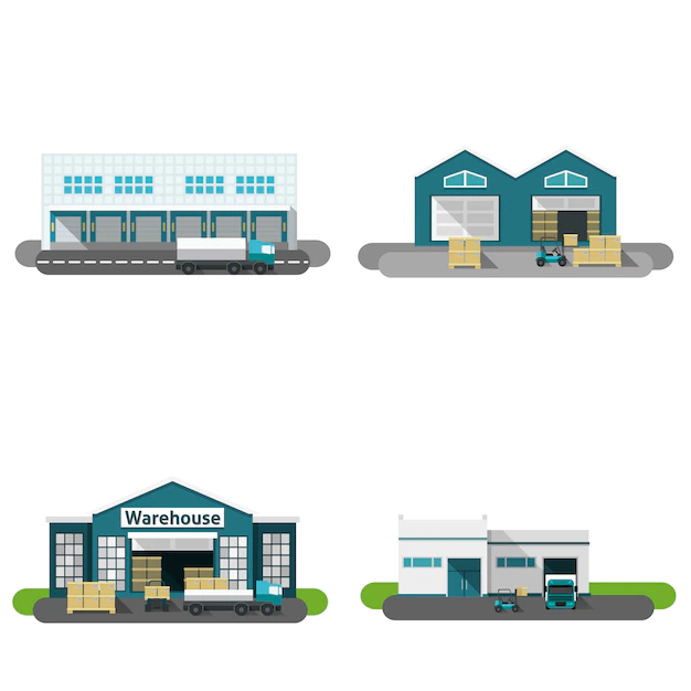 Free Vector | Warehouse building flat