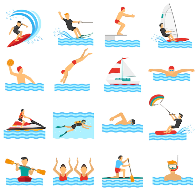 Free Vector | Water sport decorative icons