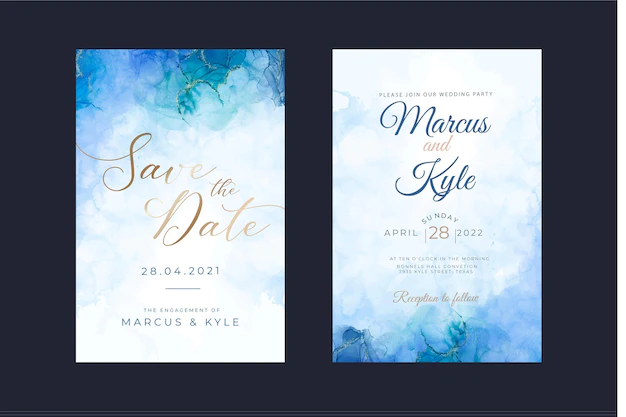 Free Vector | Watercolor alcohol ink wedding invitation template