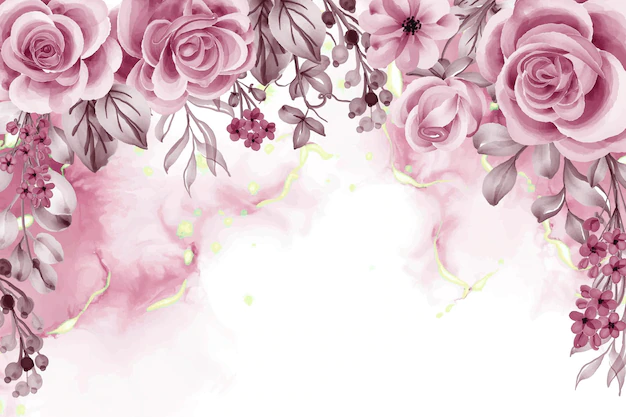 Free Vector | Watercolor background with rose gold flowers and leaves