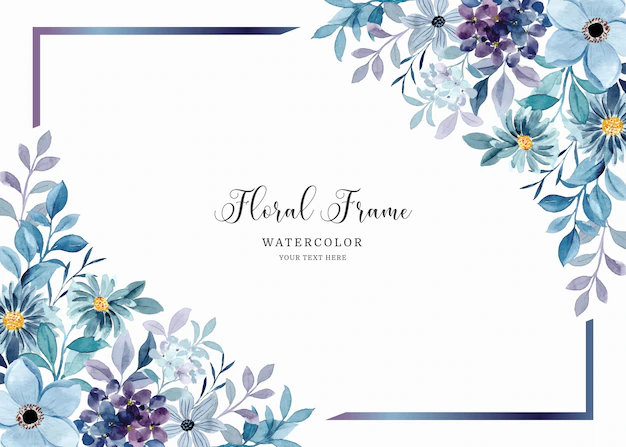 Free Vector | Watercolor blue purple floral frame background