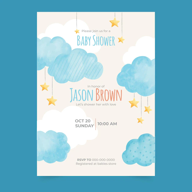 Free Vector | Watercolor chuva de amor baby shower invitation template