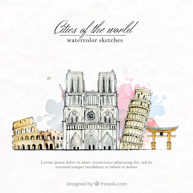 Free Vector | Watercolor cities of the world