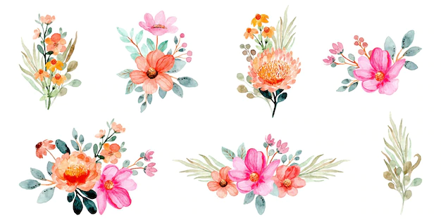 Free Vector | Watercolor floral arrangement collection