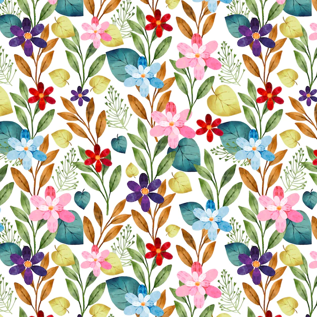 Free Vector | Watercolor flowers pattern