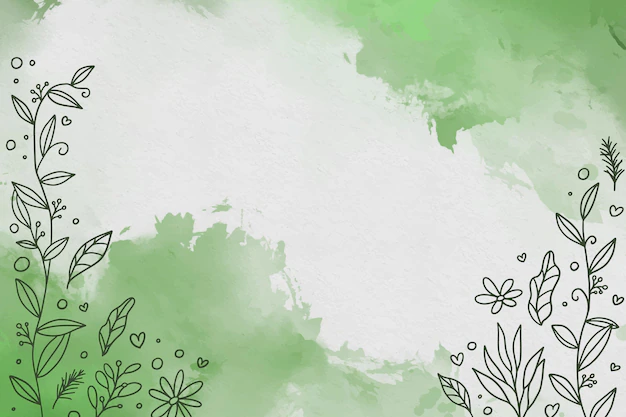 Free Vector | Watercolor green background with flowers