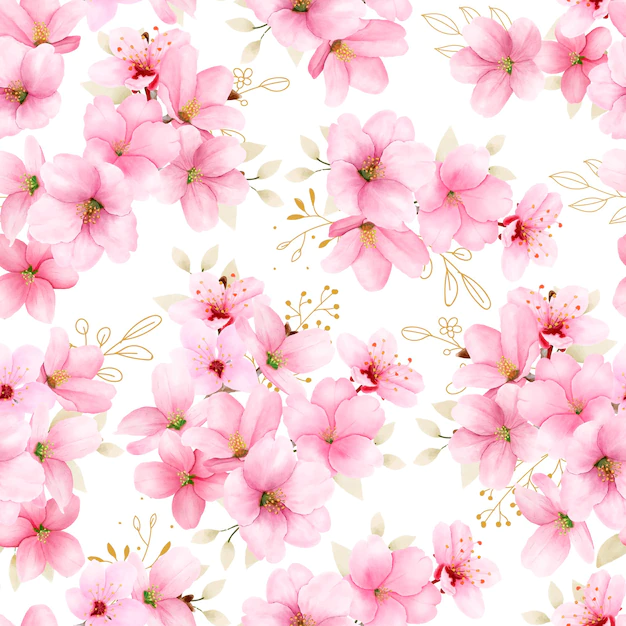 Free Vector | Watercolor hand drawn cherry blossom seamless pattern