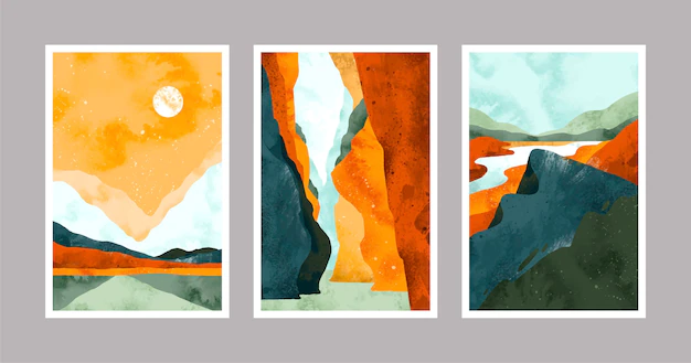 Free Vector | Watercolor minimal landscape covers