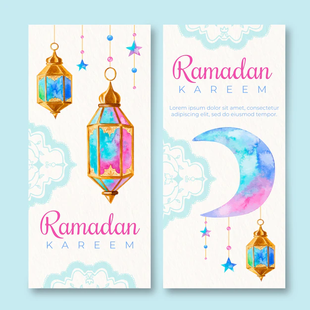 Free Vector | Watercolor ramadan banners