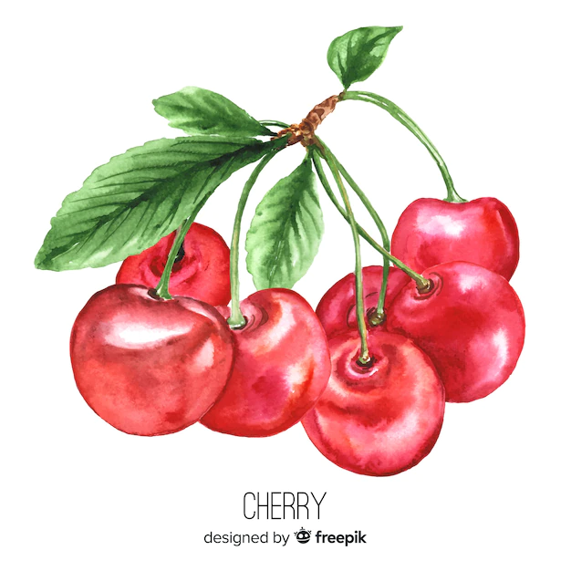 Free Vector | Watercolor realistic cherries background