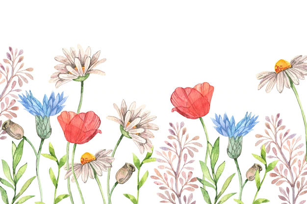 Free Vector | Watercolor spring background with flowers