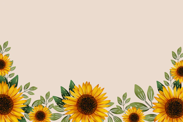 Free Vector | Watercolor sunflower border