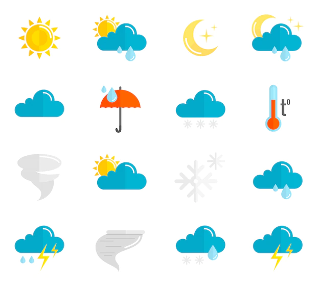 Free Vector | Weather icons flat set