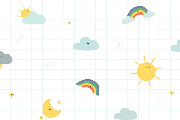 Free Vector | Weather seamless pattern background vector cute doodle illustration for kids
