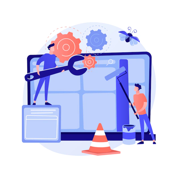 Free Vector | Website maintenance abstract concept vector illustration. website service, webpage seo maintenance, web design, corporate site professional support, security analysis, update abstract metaphor.