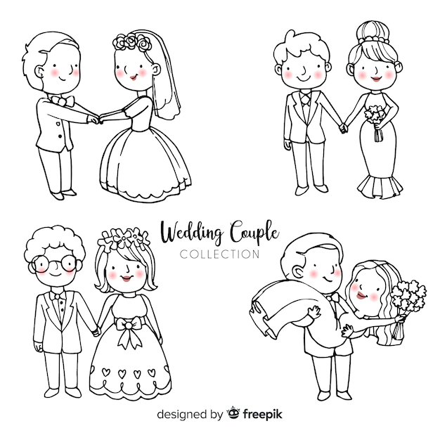 Free Vector | Wedding couple collection