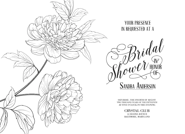 Free Vector | Wedding frame card with blooming peonies.