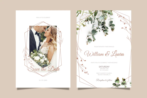 Free Vector | Wedding invitation template with photo