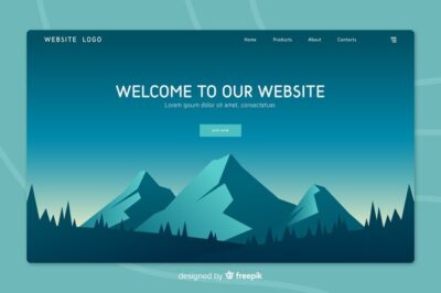 Free Vector | Welcome landing page with gradient landscape