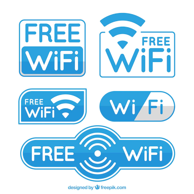 Free Vector | White and blue wifi stickers in flat design