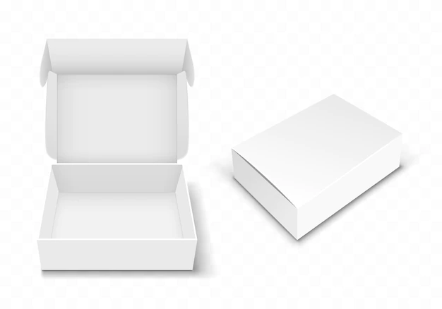 Free Vector | White blank cardboard box with flip top, realistic