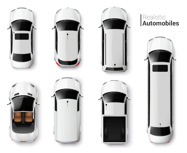 Free Vector | White cars top view realistic set isolated