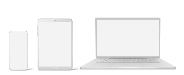 Free Vector | White laptop, tablet and phone with blank screen