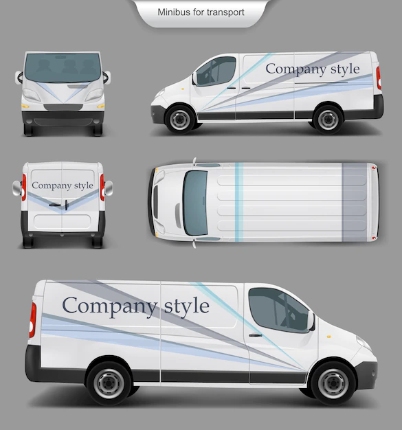 Free Vector | White minivan top. front, back, side view