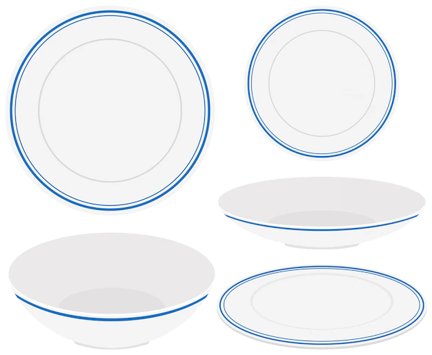 Free Vector | White plates with blue trim