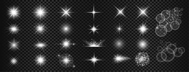 Free Vector | White sparkles and lens flare big set