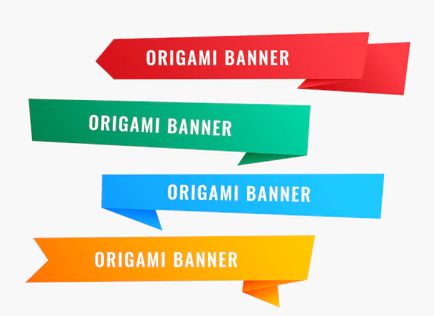 Free Vector | Wide origami banners in ribbon style