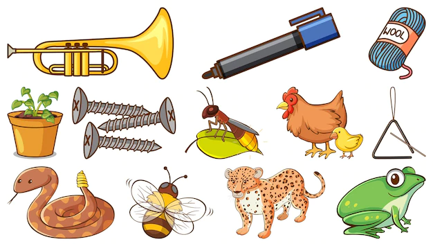 Free Vector | Wild animals and other objects